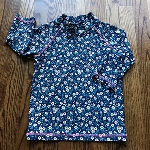 Mini Boden navy 3/4 sleeve rash guard SZ 5-6Y.